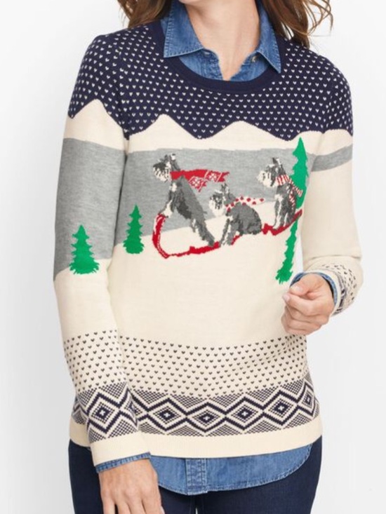 Talbots Sweaters - Talbots Women M Crew Neck Pullover Super Soft Sledding Dogs Winter Sweater